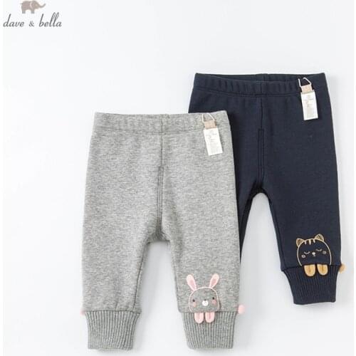 DBJ19492 dave bella winter baby girls fashion cartoon pants children full length kids girl pants infant toddler trousers
