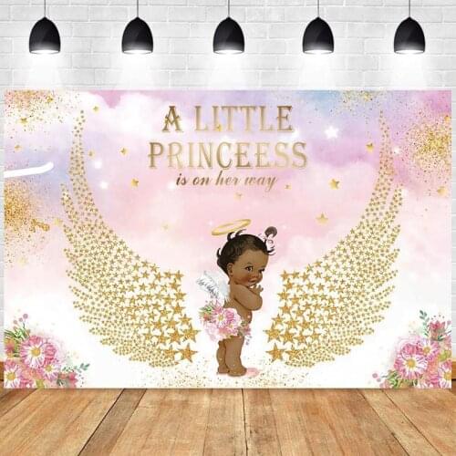 Little Princess Backdrop Angel Princess Grils Birthday Party Baby Shower Photo Background Photo Studio Decor Banner