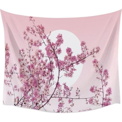 Japanese Cherry Blossoms Pink Wall Tapestry Home Wall Decor Tapestry Cover Beach Towel Picnic Mat Yoga Mat