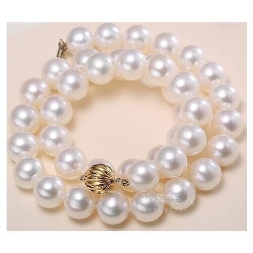 Jew3109 10-11mm NATURAL SOUTH SEAS WHITE PEARL NECKLACE 14KG