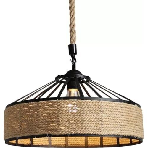 Vintage Hemp rope chandelier E27 Industrial Retro Lamp Base Loft Iron Lamp Bedroom Dining Room Restraunt cafe bar chandelier