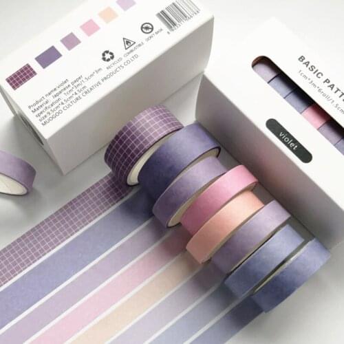 Solid Color Stickers 8pcs/set Kawaii Decoration Tape Paper Washi Masking Tape Creative Scrapbooking Stationary School Supplies