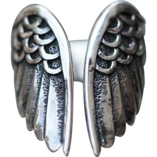 Anillos Angel Wings Ring Silver Statement Ring Boho Jewelry Angel Wing Jewelry Stackable Retro Ring Adjutable Кольца 2021 Тренд