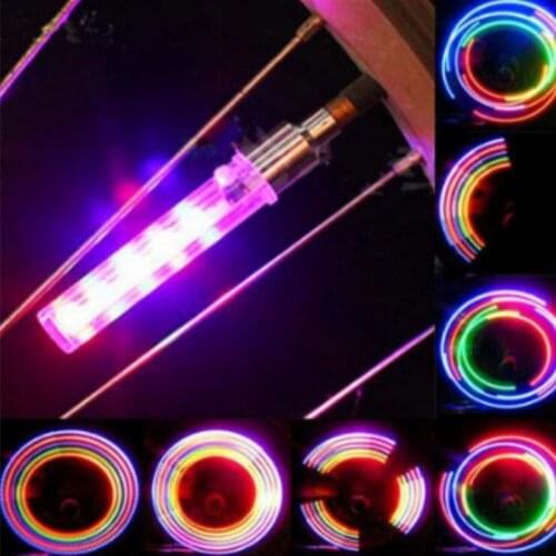 2pcs/lot Bike Tyre Valve Caps Colorful LED Lights Wheel Spokes with Batteries Waterproof Cycling Bicycle Accessories Night Light
