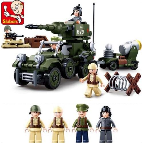 Sluban World War II Military Series Tank Chariot Boy Puzzle Building Block Assembled Tracked Armored Car Model Toy