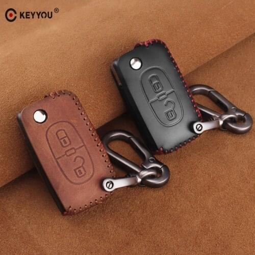 KEYYOU Remote 2 Buttons Car key Leather Styling Case Cover For PEUGEOT 207 307 407 408 For CITROEN C2 C3 C4 C5 C6 Auto Key Bag