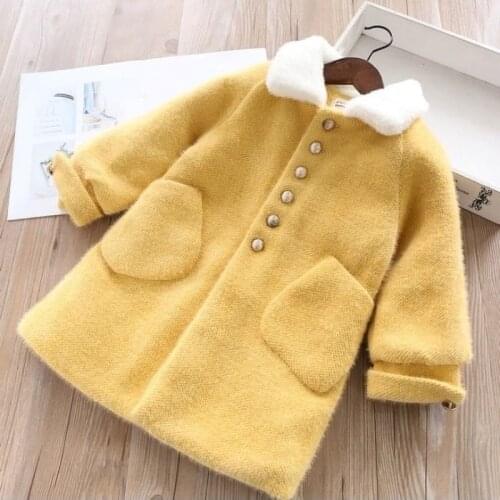 Girls Autumn and Winter Jacket Velvet Thickened Fashion Winter Clothing Children Long Woolen Coat New HPY007