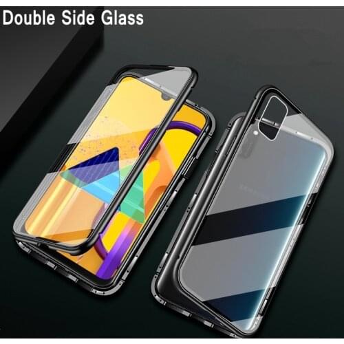 Magnetic Case For Samsung Galaxy A41 A21s A31 A11 A21 A51 A70 A50 S20 Ultra S10 Plus A71 Double Side Tempered Glass Metal Cover