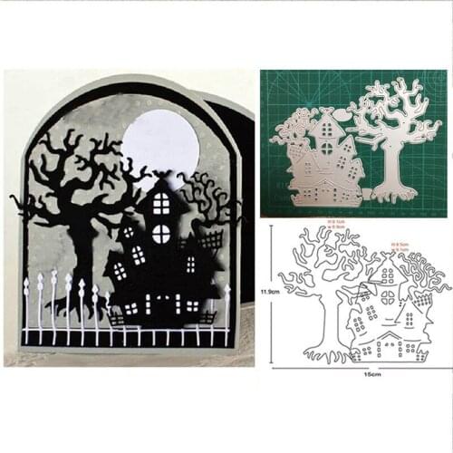 Metal cutting dies cut die mold Halloween Castle and Tree Decoration Scrapbook paper craft knife mould blade punch stencils dies