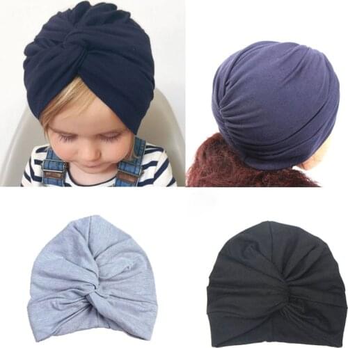Cute 12 Colors Soft Cotton Baby Toddler Kids Turban Hat Beanie Caps Headwear Infant Birthday Photo Props Headband Gifts