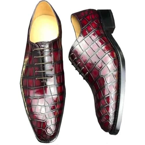 Chue new men shoes men dress shoes men formal shoes crocodile leather men shoes real leather sole wedding business