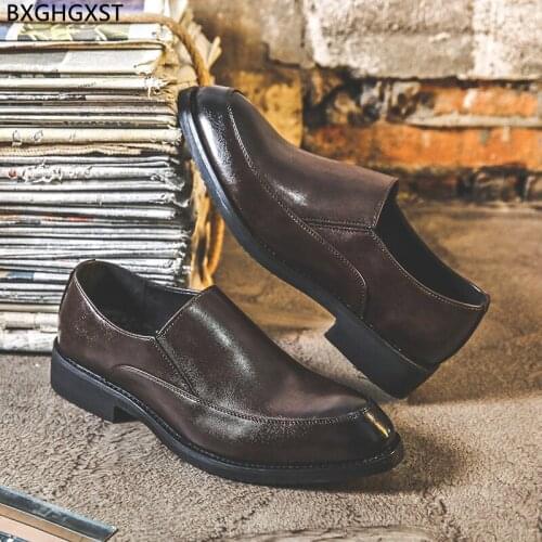 Brown Loafers Leather Shoes Men Formal Black Dress Shoes for M E N Fashion Party Shoes for Men 2021 Zapatos De Hombre Chaussure