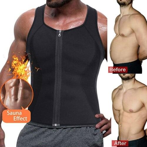 Men Waist Trainer Vest Weight Loss Shirt Sweat Sauna Neoprene Corset Body Shaper Zipper Shapewear Slimming Belt Belly Tank Top