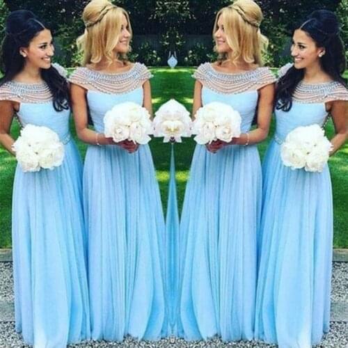 Charming In Stock Bridesmaid Dresses 2018 Flowers Lace Wedding Gust Dress Chiffon Sleeveless A Line Party Gowns