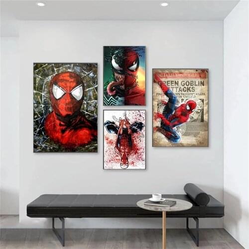 Marvel hero Poster Home Decor Many types of Spider-Man Canvas Wall Art Posters Paintings for Bedroom Living Room Cuadros Decor