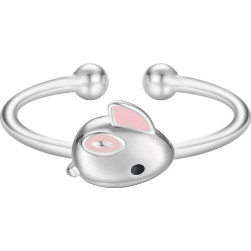 Simple Cartoon Plump Little Bunny Rings For Children Girls Silver Plated Ajustable Animal Ring Cute Birthday Gift Chereda