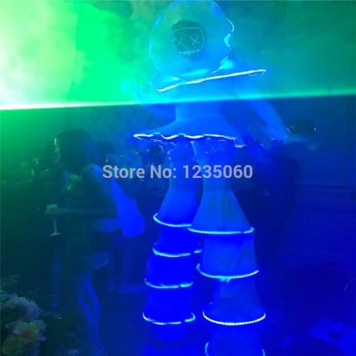 RGB colorful led robot men costumes stage show wears performance outfit clothe stilts led dress party dj bodysuit sexy suit