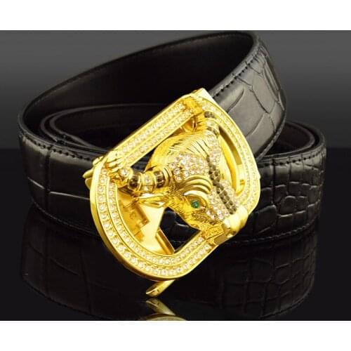 High Quality Cow Spin Leather Belt men Luxury Metal Buckle Designer Mens Belt Genuine Leather Belt Cinturon Dorado Brand