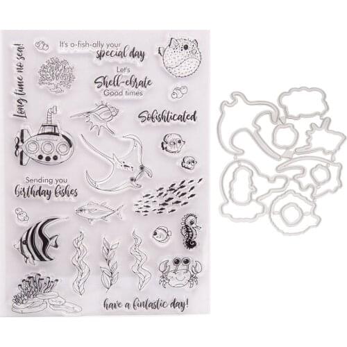 Ocean Underwater World Stamp and Metal Cutting Dies DIY Scrapbooking for Photo Album Decorative Silicone Clear Stamps 2021 New