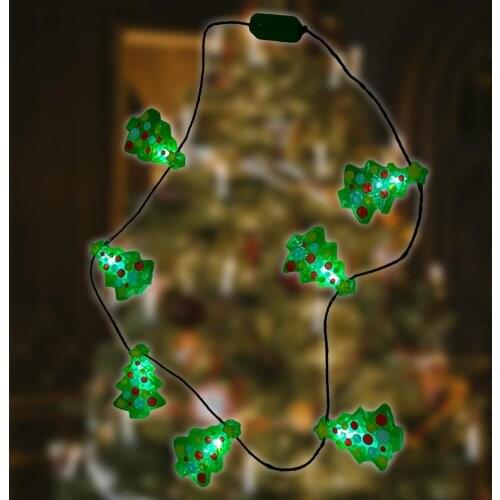 Luminous LED Toys Funny Light Necklace Decor Battery Design Plastic Light Bulb Christmas Tree Necklace for Decoration