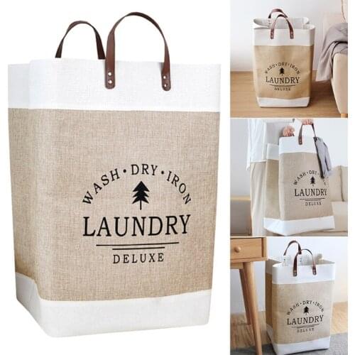 T21D Waterproof Collapsible Laundry Basket Dirty Clothes Hamper Printed Foldable Storage Bin Sundries Sorter Basket