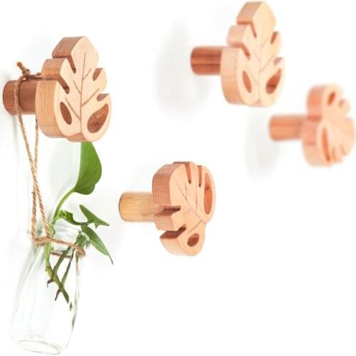 Leaf decoration hook wall decoration solid wood clothes and hats hook wall hanging clothes hook wall hanging creative porch wall