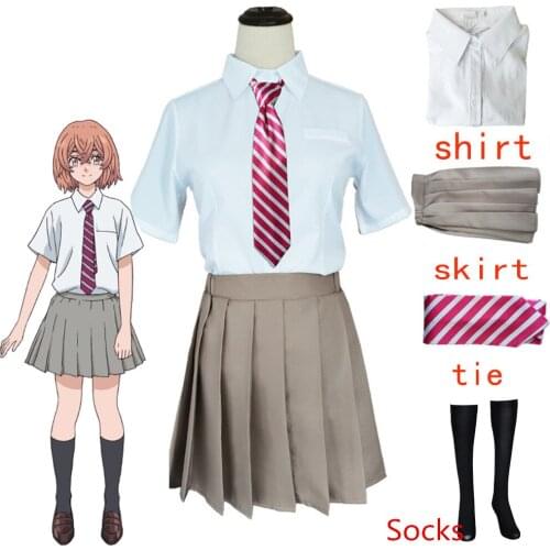 JK Uniform School Outfits Shirt Tie Skirt Socks Suit Anime Tokyo Revengers Hinata Tachibana Cosplay Costume