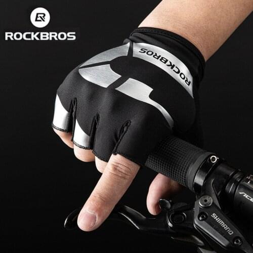 ROCKBROS Cycling Half Gloves Shock Anti-slip Bicycle Gloves Comfortable Fashion Printing Absorption Breathable Sports Gloves