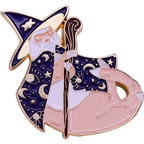 Smelly Little Thief Ferret with Magic Wand Badge furry friend Enamel Pin Take an adventure to the wizarding world