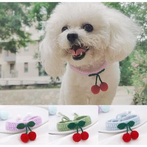 Cat Collar with Pendant Adjustable Woolen Yarn Cat Hand-Knitted Collar for Daily Wear Cat Collar