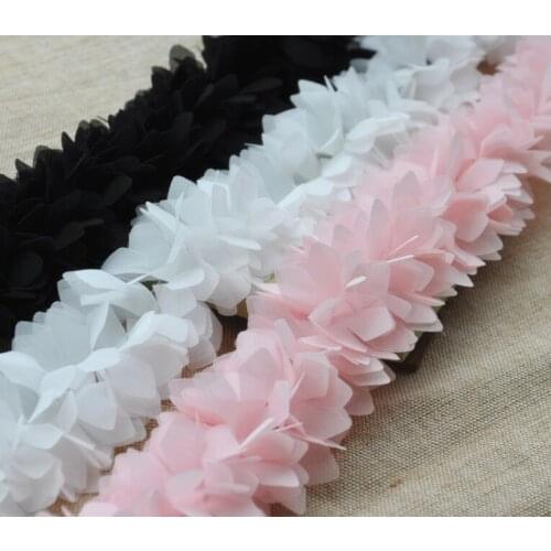 2 Yard/lot Chiffon stereo flower petals Lace trim 6cm clothes accessories cloth lace fabric wedding dress DIY decoration