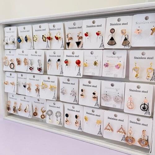 20 Pairs/Lot Wholesale Stainless Steel Stud Earrings Designs For Girls and Women