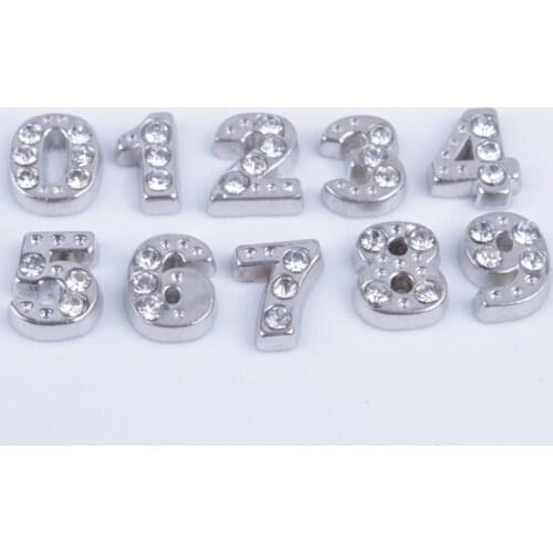 20PCS Fashion Crystal Arabic Numbers Floating Locket Charms #91012