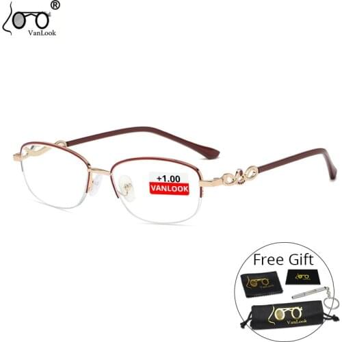 2020 Women Blue Light Blocking Reading Glasses Metal Rectangle Optical Eyeglass Frame Clear Anti Blue Ray Computer Lens UV400