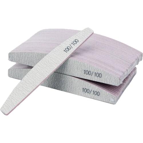 50Pcs/lot Professional Nail File Set Washable Sanding Nail Art Files Gray Curve 100 Sandpaper Buffer Block Manicure Pedicure Too