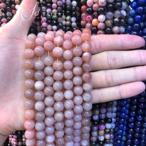 AAAAA Quality Natural Quartz Peach Sunstone Round Loose Beads 15" Strand 4 6 8 10 12 MM Pick Size For Jewelry Making