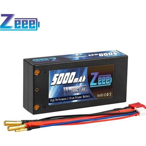 Zeee 2S 7.4V 100C 5000mAh Shorty Lipo Battery Hardcase with Deans Connector for RC 1/10 Scale Vehicles Car Trucks Boats RC Model