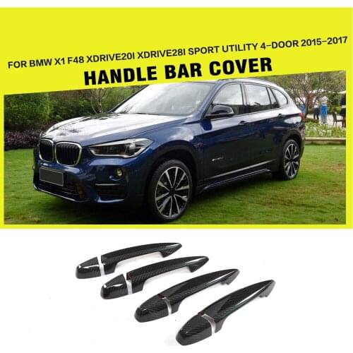 Carbon Fiber Car Side Door Handle Bar Covers Trims for BMW X1 F48 xDrive Sport Utility 4-Door 2015-2017