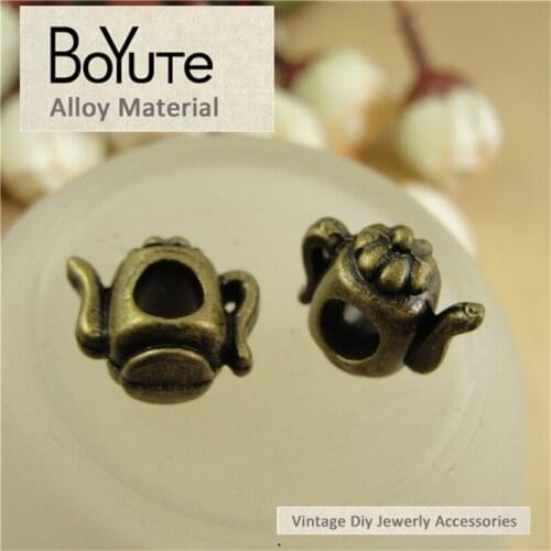 BoYuTe (60 Pieces/Lot) 14*13*12MM Zinc Alloy Teapot Charms Diy Beads Antique Bronze Plated Metal Beads for Jewelry Making