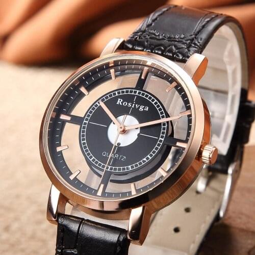 Unisex Vintage Hollow Quartz Watch Clock Retro Women Round Dial Quartz No Numbers Faux Leather Wrist Watch Men Gift парные часы