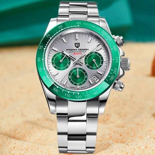 PAGANI DESIGN Fashion Men Quartz Wristwatches Luxurys Sapphire Glass Chronograph 100m Waterproof Stainless Steel Watch for Men