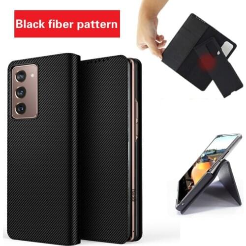Luxury Case for Samsung Galaxy Z Fold2 5G Genuine Leather Card Pocket Flip Cover Retro Shockproof Shell for Galaxy Z Fold 2 Case