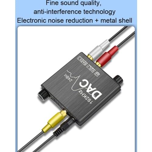 192kHz DAC Converter Digital Optical Coaxial To Analog Stereo RCA 3.5mm Jack Audio Converter Adapter