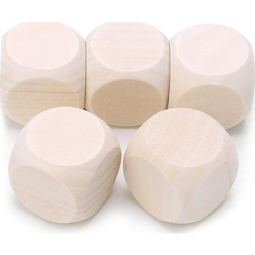 5pcs Blank Wood Dice Kid Printing Engraving Graffiti DIY Toys Family Party Games