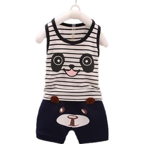 Fashion Children Boys Girls Clothing Cotton Summer Baby Vest Shorts 2Pcs/Sets Toddler Cartoon Tracksuits Infant Clothes Costume