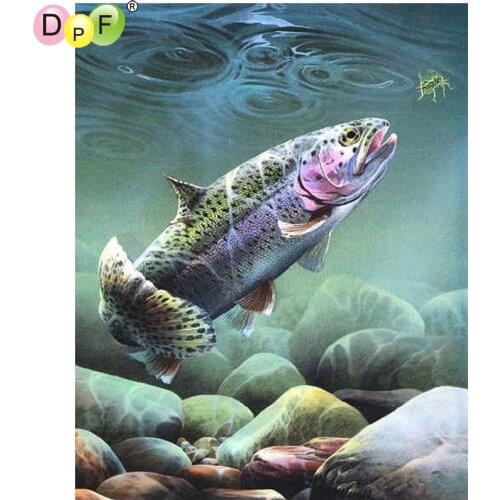 DPF DIY Fish in water 5D diamond painting cross stitch needlework crafts diamond mosaic kit square home decor diamond embroidery