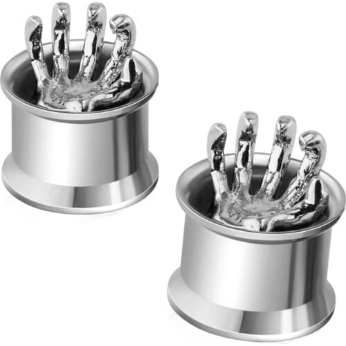 Double Flare Steel Hand Ear Plugs Tunnels Hollow Earrings Gauges Wholesales Ear Piercing Stretcher Kit 6-16MM