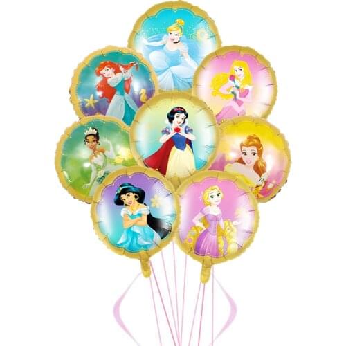 1pc 18 inch Round Belle Cinderella Snow White Elsa Princess Foil Balloons Baby Birthday Party Decorations Kids Helium Balls Toys