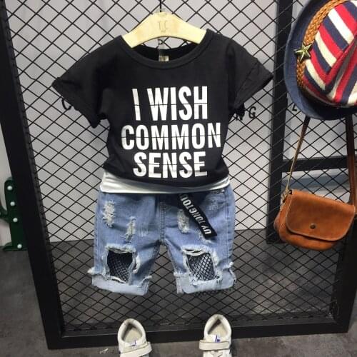 Boys T Shirt Cotton Children Clothing Short-sleeves T Shirt for Baby Boys Letter Print Kids Tops Tees Patchwork Fake Two Pieces