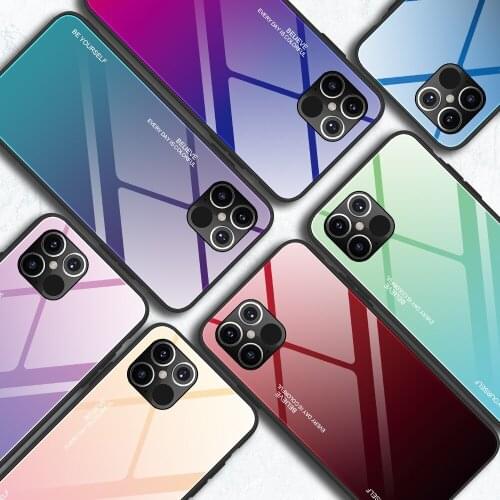 Gradient Case For iPhone 11 12 Pro Max Tempered Glass Cases For iPhone Xs Max XR XS 7 8 6 6S Plus SE 2020 Protection Coque Cover